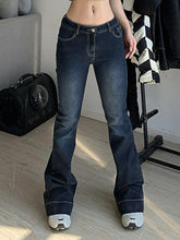 Faded low-rise flared jeans