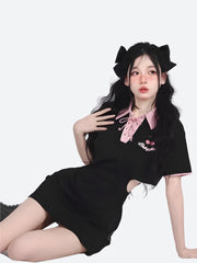 Kawaii Cherry Cutout Mini-Polokleid