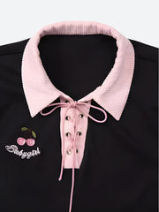 Kawaii Cherry Cutout Mini-Polokleid