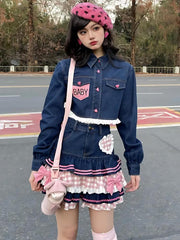 Kawaii Lagen-Jeans-Minirock