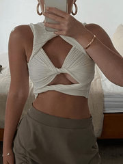 Weißes Tanktop mit Kink-Ausschnitt