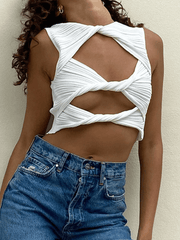 Weißes Tanktop mit Kink-Ausschnitt