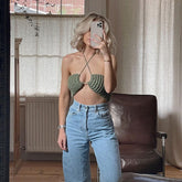 Strick-Crop-Top mit Neckholder