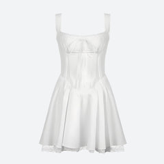 Korsett-Minikleid mit Spitzenrüschen