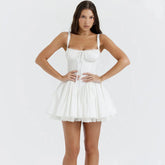 Lace Ruffled Corset Mini Dress
