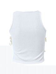 Geripptes, kurzes Tanktop mit Schnürung