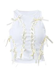 Geripptes, kurzes Tanktop mit Schnürung