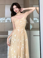 Mesh-Midikleid mit Blättern