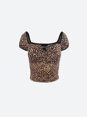 Figurbetontes Crop-Top mit Leopardenmuster