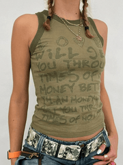 Tanktop mit Racerback und Buchstaben-Print