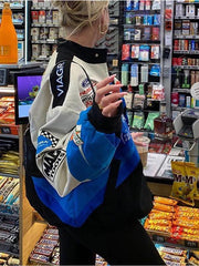 Oversize-Jacke mit Reißverschluss und Logo-Grafik