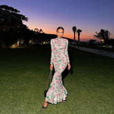 Long Sleeve Slim Fit Long Printed Elegant Dress