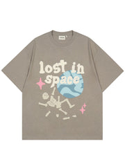 Baumwoll-T-Shirt mit „Lost in Space“-Grafikdruck