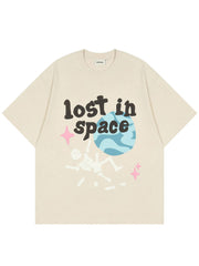 Baumwoll-T-Shirt mit „Lost in Space“-Grafikdruck