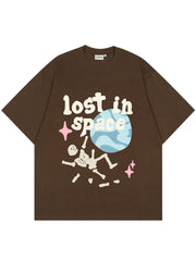 Baumwoll-T-Shirt mit „Lost in Space“-Grafikdruck