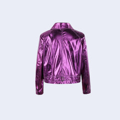 Metallic-Fuchsia-Kunstlederjacke