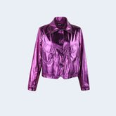 Metallic-Fuchsia-Kunstlederjacke