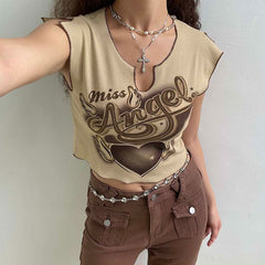 Miss Angel Geripptes Oberteil