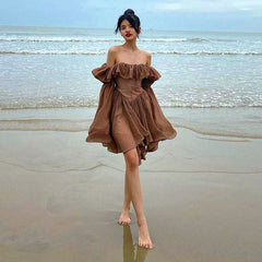 Mokkabraunes Minikleid