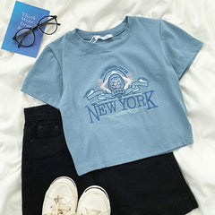 NY-T-Shirt mit Stickerei