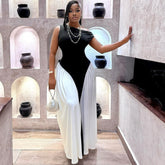 Elegant Contrast Color High Sense Sleeveless Elegant Dress