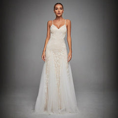 Strap Evening Dress Birthday Party Heavy Work Dress Slim Lace Fishtail Gown Annual Party Evening