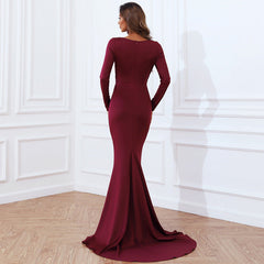 Dress Banquet Elegant Wedding Long Sleeve Small Trailing Ball Party Evening Dress Dress