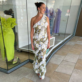 Fashionable Fresh Sweet Shoulder Sleeveless Water Soluble Floral Embroidered Mesh Stringy Selvedge Dress