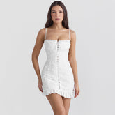 Short Sling Dress Lace up White Hip