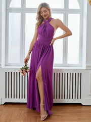 Halter Chiffon Dress Long Big Hem Dress