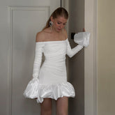 Fall Socialite Elegant Slim off Shoulder A line