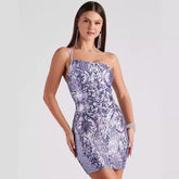 Suspender Sequin Sheath Slim Fit Dress