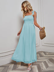 Jacquard Chiffon Lace up Dress Vacation Beach Split Dress