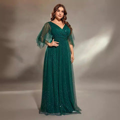 Vestido de noche de cóctel, trajes de coro, talla grande, vestido largo de presentador solista, verde