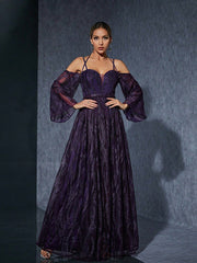 Halter Bell Sleeve Dress Slit Design Dress Beach Party Gathering Evening Dress