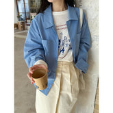 Elegant Double Pocket Polo Collar Casual Shirt All Matching Bandage Dress Shirt