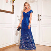 Wear Long Sleeve Deep V Plunge Slim Fishtail Evening Dress Cocktail Party Dress Now