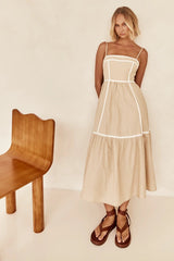 Fresh Sweet Line Dress Mid Length Small Sling Dress
