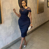 Tight Dress Solid Color Wrapped Chest Stitching Voile Dress Short Sleeve Pullover Street Hip Dress for