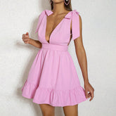 Deep V Plunge Neck Sleeveless Sweet Slip Dress
