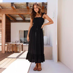 Fresh Sweet Simple Solid Color Sling Dress