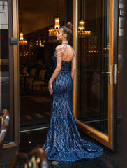 Vestido halter sin mangas, vestido ajustado