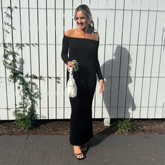 off Shoulder Sleeveless Backless Long Sleeves Dress