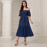 Vestido largo elegante de cintura alta tejido