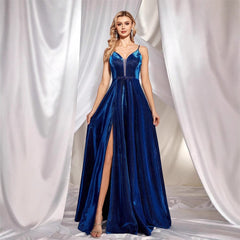V neck Strap Elegant Prom Evening Dress Party