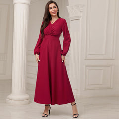 Vestido casual de cintura alta de color sólido