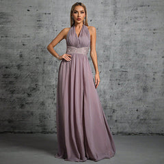 More than Multiple Wear Rope Cross Backless Bandage One Piece Dress Maxi Dress