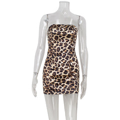 Tube Top Leopard Print Tight Slimming Sheath