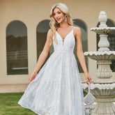 Sling Deep V Plunge-neck Low Cut Dress Slim Fit Slimming High Grade Evening Dress