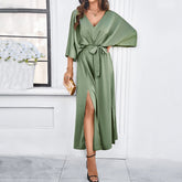 Elegant V neck Loose Dress